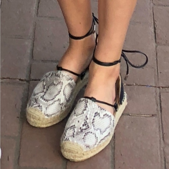 BIBI LOU Snake print Tie Up Espadrilles - Picture 1 of 4